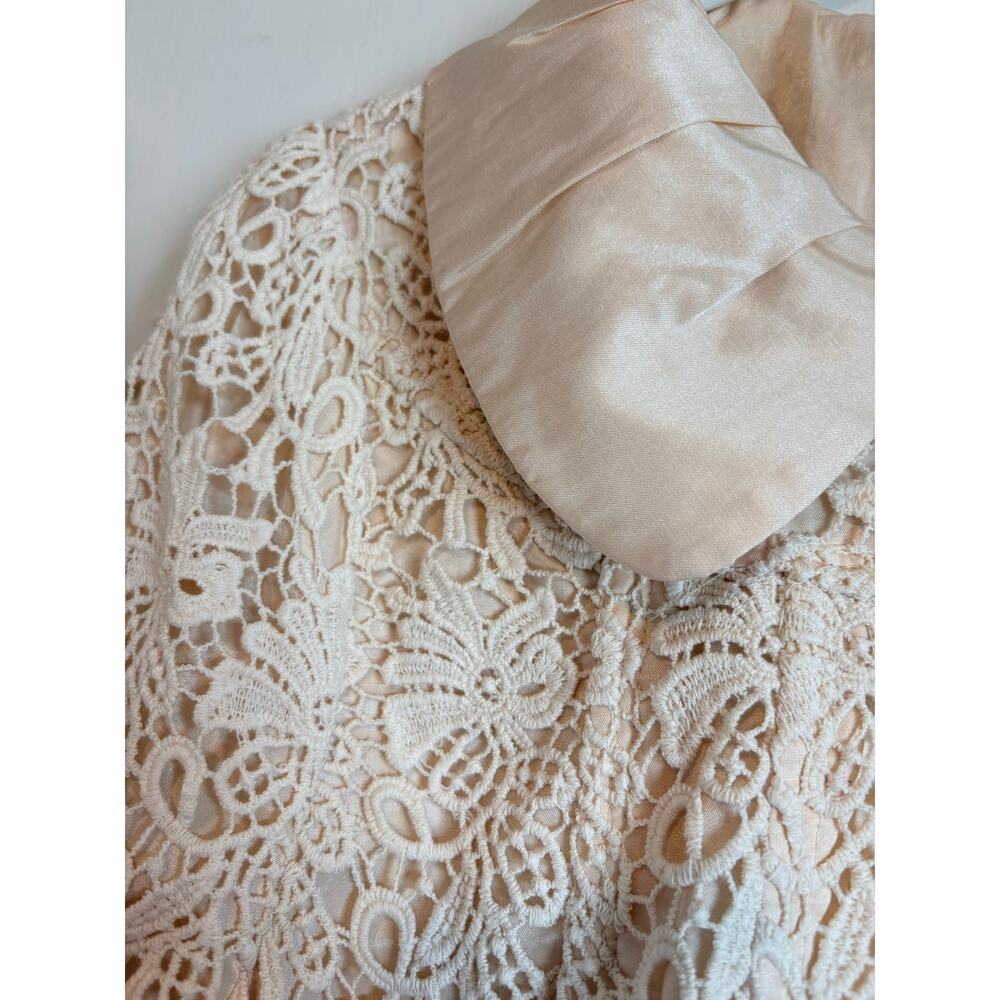 Anthropologie RYU Lace Jacket Cream Lined Collar Large Vintage Revival Romantic - Picture 4 of 8